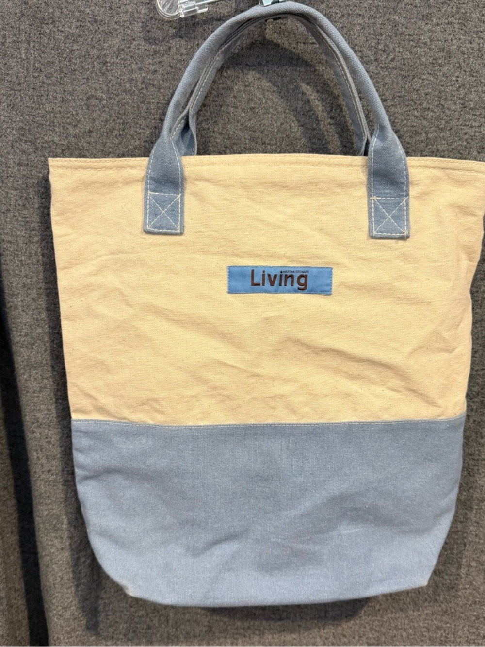 Martha Stewart Living Canvas Two-Tone Tote - Cream & Light Blue